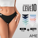 [COMPRE 5 LEVE 10] - Calcinha Comfort™ AntiBacteriana 100% Algodão (5 tangas e 5 fios)